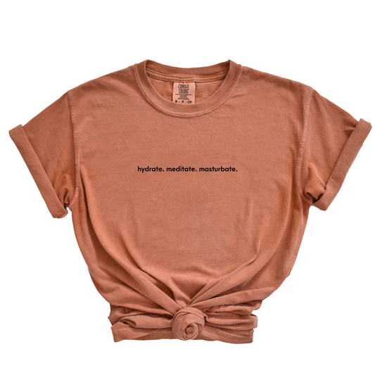 hydrate. meditate. masturbate. Tee