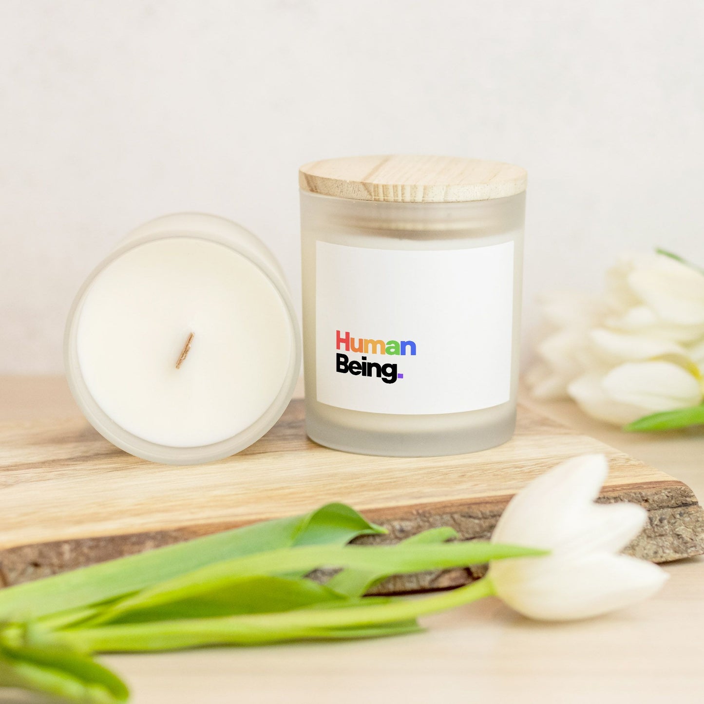 Human Being. #Pride Hand Poured Candle - Frosted Glass (11 oz)