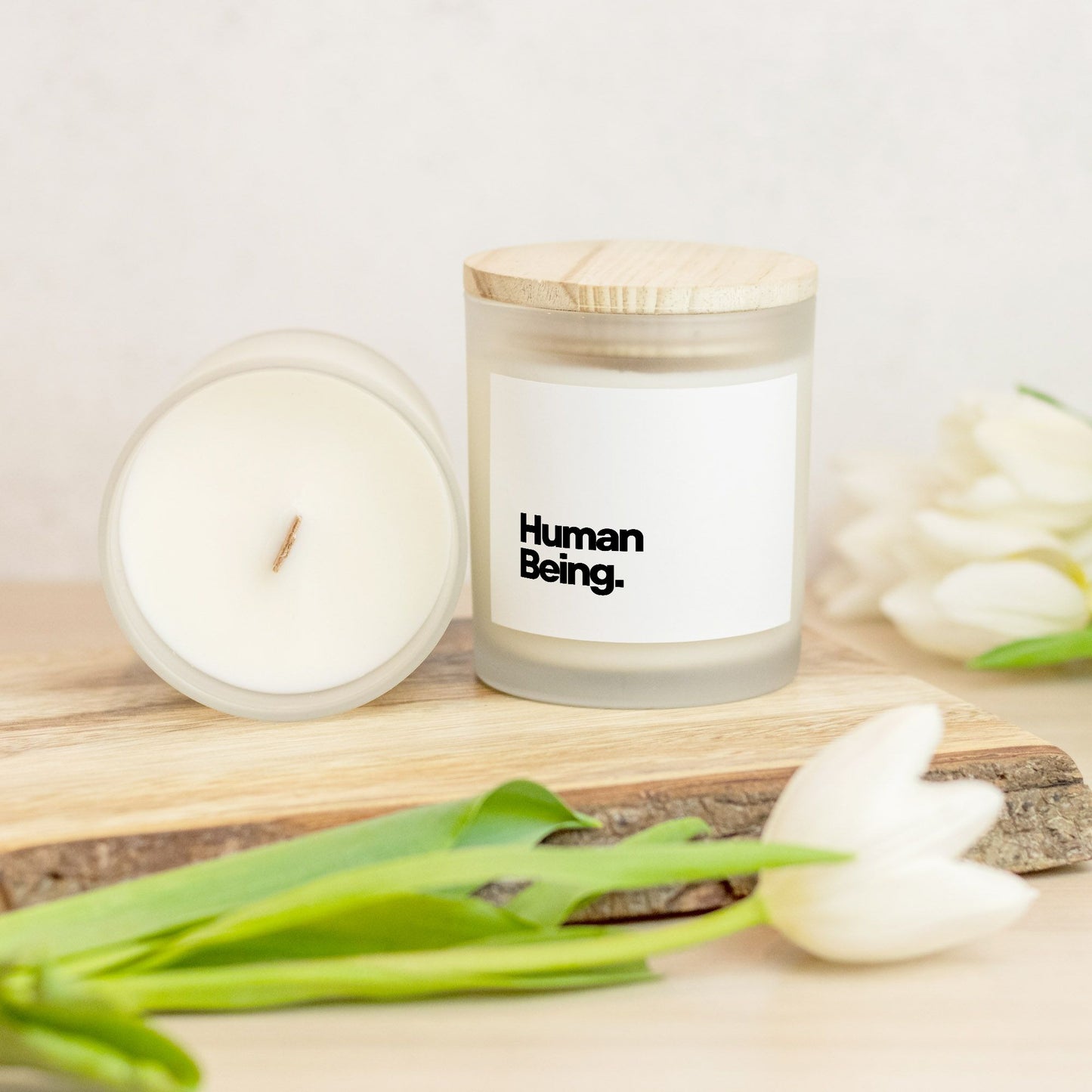 Human Being. Hand Poured Candle - Frosted Glass (11 oz)