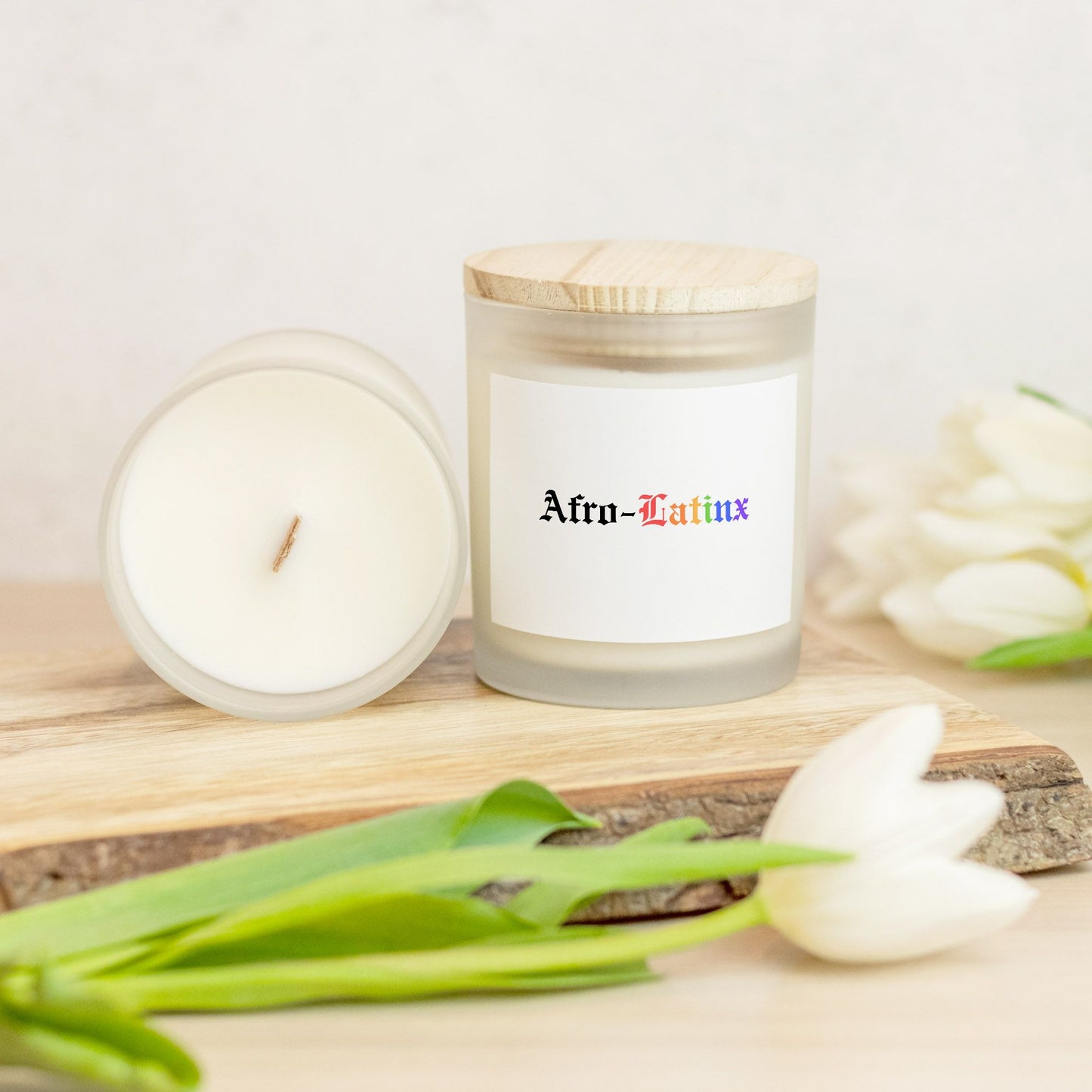 Afro-Latinx #Pride Hand Poured Candle - Frosted Glass (11 oz)